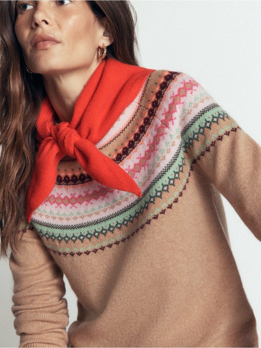 BODEN Merino Knitted Neckerchief, Fire Flower, NWT